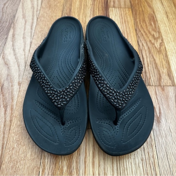 Crocs Kadee Embellished Flip Flop Black Women’s Size 11 - Picture 1 of 8